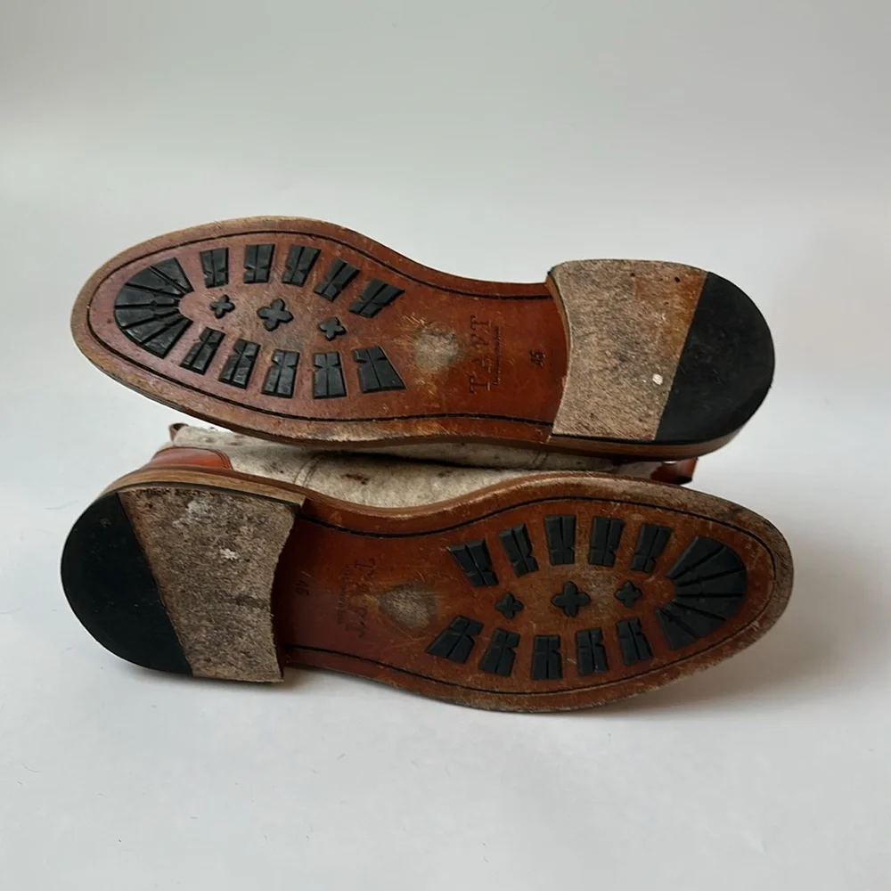 Taft Two-Tone Brown and Cream Wool Cap-Toe Boots